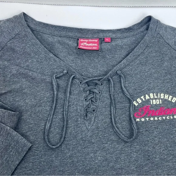 Indian Motorcycles Women's 100% Cotton Tie-Front Long Sleeve Top Size XL; Biker - Picture 8 of 13